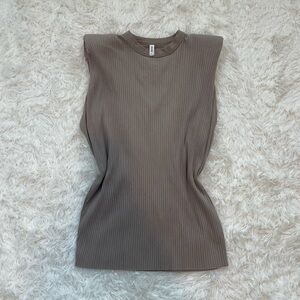 Brown ribbed Kotn tank top